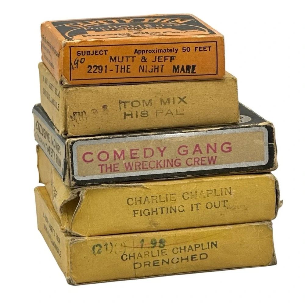 Vintage Little Gem Safety Film 16mm Lot Of 5 Charlie Chaplin Comedy Tom Mix